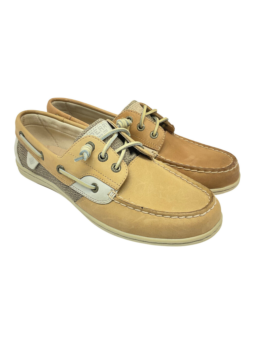 Sperry Women's Songfish Core 3-Eye Boat Shoes STS95588 Linen/Oat Size 10M